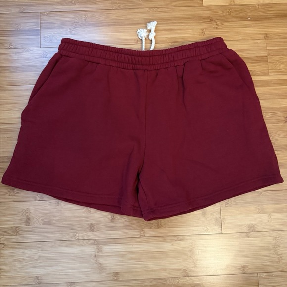 Parke Pants - PARKE Burgundy Sweat Shorts NWOT L/XL Drawstring Elastic Waist Lounge Athleisure